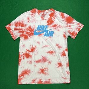 Nike Air Shirt Adult Small Orange Tie Died Graphic Swoosh Logo Short Sleeve Mens